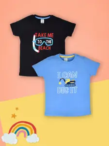 Lux Cozi Boys Pack Of 2 Typography Printed Cotton Casual T-shirts