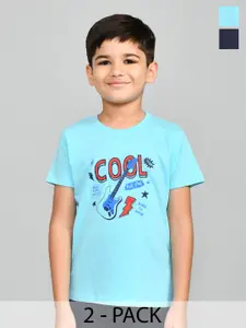 Lux Cozi Boys Pack Of 2 Typography Printed Cotton Casual T-shirts