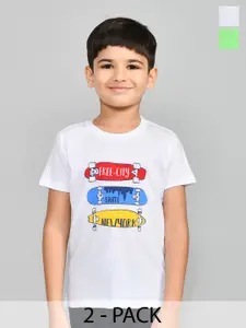 Lux Cozi Boys Pack Of 2 Typography Printed Pure Cotton T-shirt