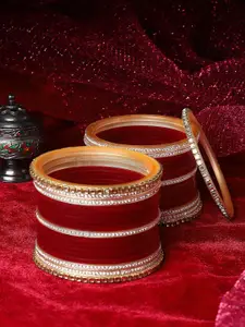 PANASH Set Of 38 Gold-plated AD-studded Chuda Bangles
