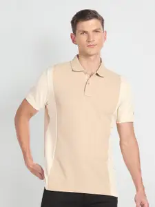Arrow Sport Colourblocked Polo Collar Pure Cotton T-shirt
