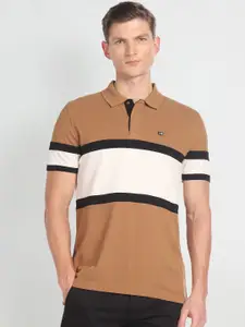 Arrow Sport Colourblocked Polo Collar Pure Cotton T-shirt
