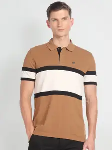 Arrow Sport Colourblocked Polo Collar Pure Cotton T-shirt