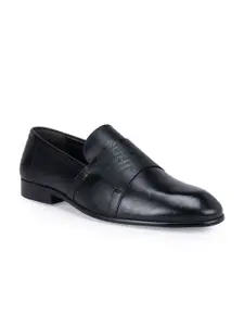 ROSSO BRUNELLO Men Textured Leather Formal Slip-On Shoes