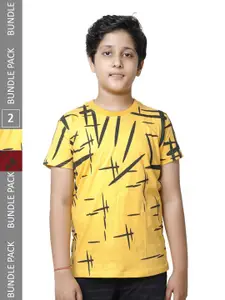BAESD Boys Pack Of 2 Abstract Printed Pure Cotton T-shirt