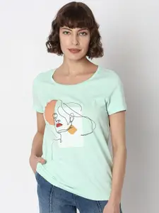 Vero Moda Graphic Printed Pure Cotton Longline T-shirt