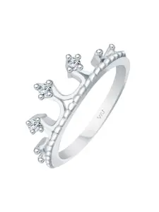Vighnaharta Rhodium Plated CZ Studded Finger Ring