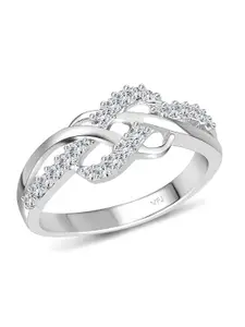 Vighnaharta Rhodium-Plated Cubic Zirconia-studded Finger Ring