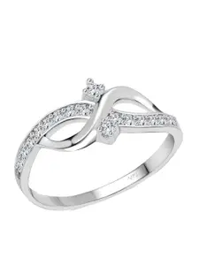 Vighnaharta Rhodium-Plated Cubic Zirconia-studded Finger Ring