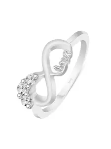 Vighnaharta Rhodium-Plated Cubic Zirconia-Studded Finger Ring