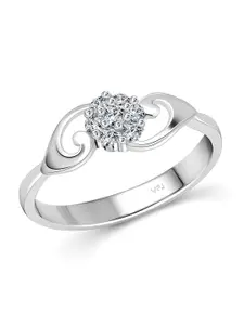 Vighnaharta Rhodium-Plated Cubic Zirconia-Studded Finger Ring