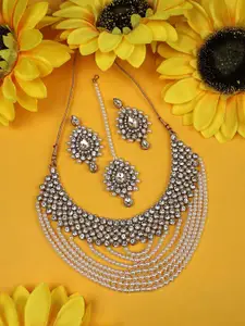 ANIKAS CREATION Gold Plated Necklace With Earring And Maangtika