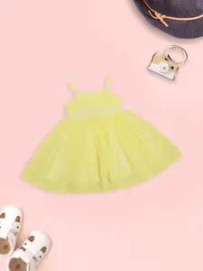 MeeMee Girls Shoulder Straps Sequinned Fit & Flare Dress