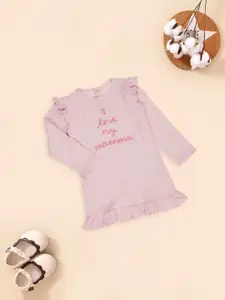 MeeMee Girls Checked Long Sleeves Ruffles Cotton A-Line Dress