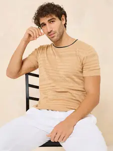 Styli Men Textured Knit Regular T-Shirt