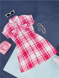 Pantaloons Junior Girls Checked Cotton Shirt Dress