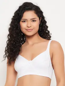 Clovia White Non Padded Full Coverage Bra With All Day Comfort