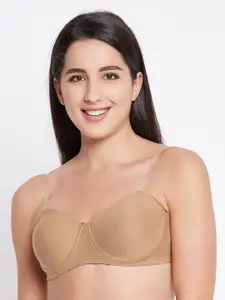Clovia Beige Full Coverage Underwired Lightly Padded Bra With All Day Comfort