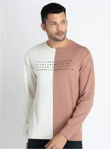 Status Quo Colourblocked Round Neck Cotton Sweatshirt