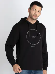 Status Quo Typography Printed Hooded Cotton Pullover