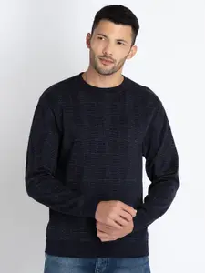 Status Quo Checked Round Neck Cotton Sweatshirt