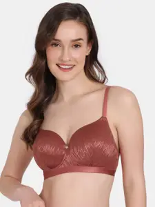 Zivame Abstract Half Coverage Lightly Padded Bra With All Day Comfort