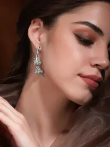 Rubans Silver-Plated Geometric Drop Earrings
