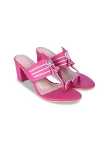 KIRAVI Braided Open Toe Block Heels With Tassels