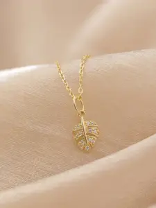 Rubans Silver Gold Plated CZ-Studded Pendant With Chain
