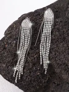 Jewels Galaxy Silver-Plated Contemporary Chandelier Drop Earrings