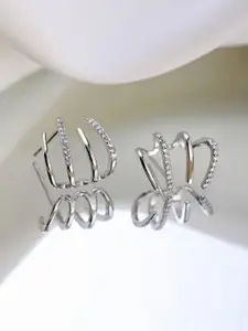 Jewels Galaxy Silver Plated Contemporary Studs Earrings