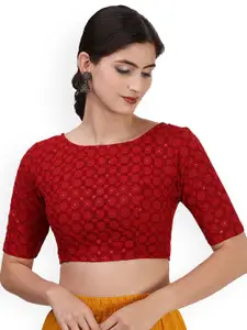 Oomph! Sequinned Embroidered Pure Cotton Saree Blouse