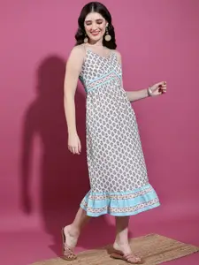 Vishudh Ethnic motifs Printed Empire Midi Dress