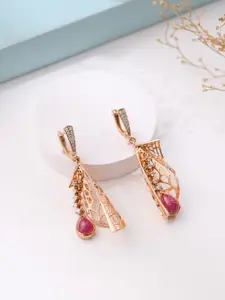 Kicky And Perky Sterling Silver Rose Gold-Plated Contemporary Drop Earrings