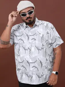 HIGHLANDER Plus Size Abstract Printed Cotton Casual Shirt