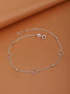 Carlton London 925 Sterling Silver Rhodium Plated Adjustable Fancy Anklet
