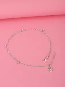 Carlton London 925 Sterling Silver Rhodium Plated Adjustable Anklet