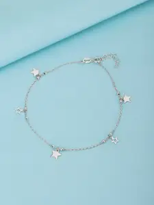 Carlton London 925 Sterling Silver Rhodium Plated Adjustable Charm Anklet