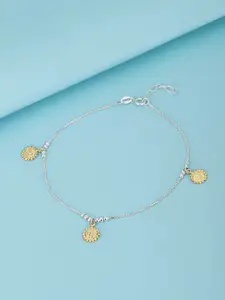 Carlton London 925 Sterling Silver Rhodium Plated with Dangling Charms Adjustable Anklet