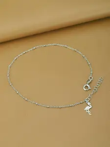 Carlton London 925 Sterling Silver Rhodium Plated Charm Adjustable Anklet