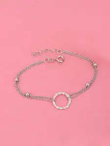 Carlton London 925 Sterling Silver Chain with Rhodium Plated Adjustable Charm Bracelet