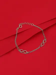 Carlton London 925 Sterling Silver Rhodium Plated with Infinity Charm Bracelet