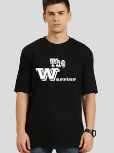 Elibolz Men Black Typography Printed Monochrome Raw Edge T-shirt