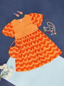 Pantaloons Junior Girls Geometric Printed Cotton Dress