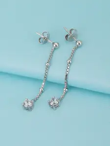 Carlton London Rhodium-Plated 925 Sterling Silver Contemporary  CZ Drop Earrings