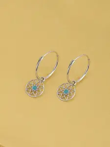 Carlton London Rhodium-Plated Circular 925 Sterling Silver Hoop Earrings