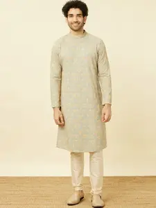 Manyavar Floral Embroidered Thread Work Kurta with Pyjamas