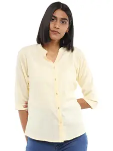 V-Mart Mandarin Collar Three-Quarter Sleeve Cotton Casual Shirt