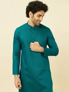 Manyavar Mandarin Collar Pure Cotton Straight Kurta