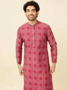 Manyavar Geometric Printed Mandarin Collar Kurta & Churidar